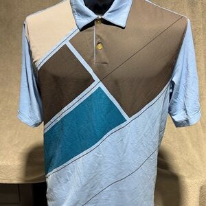 Nike Men's Blue and Brown Polo Shirt